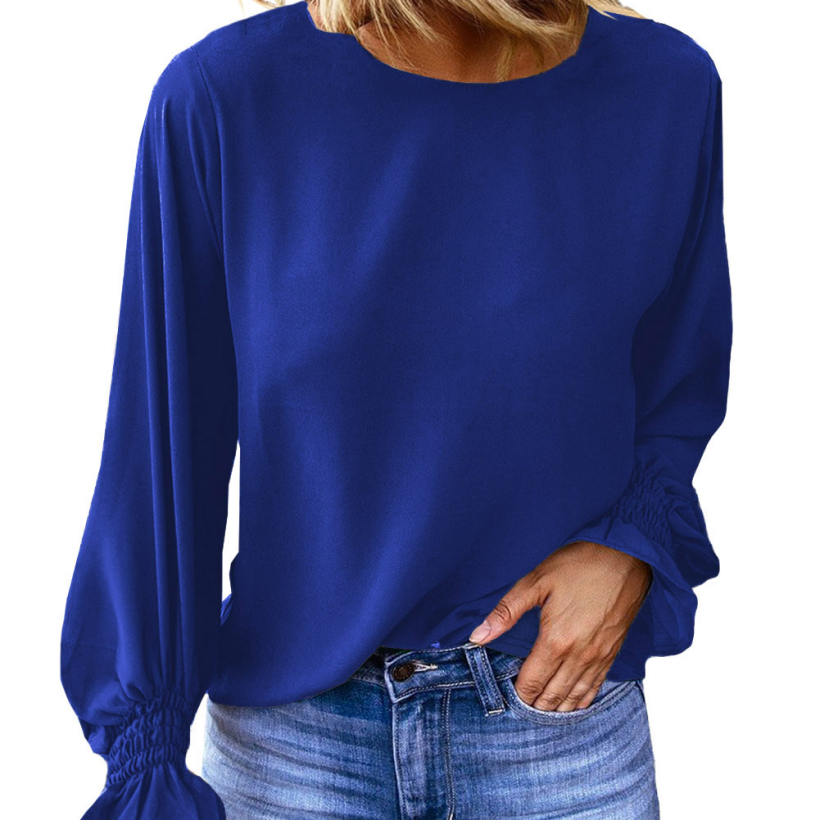 blue_crew_neck_ruffle_long_sleeve_blouse