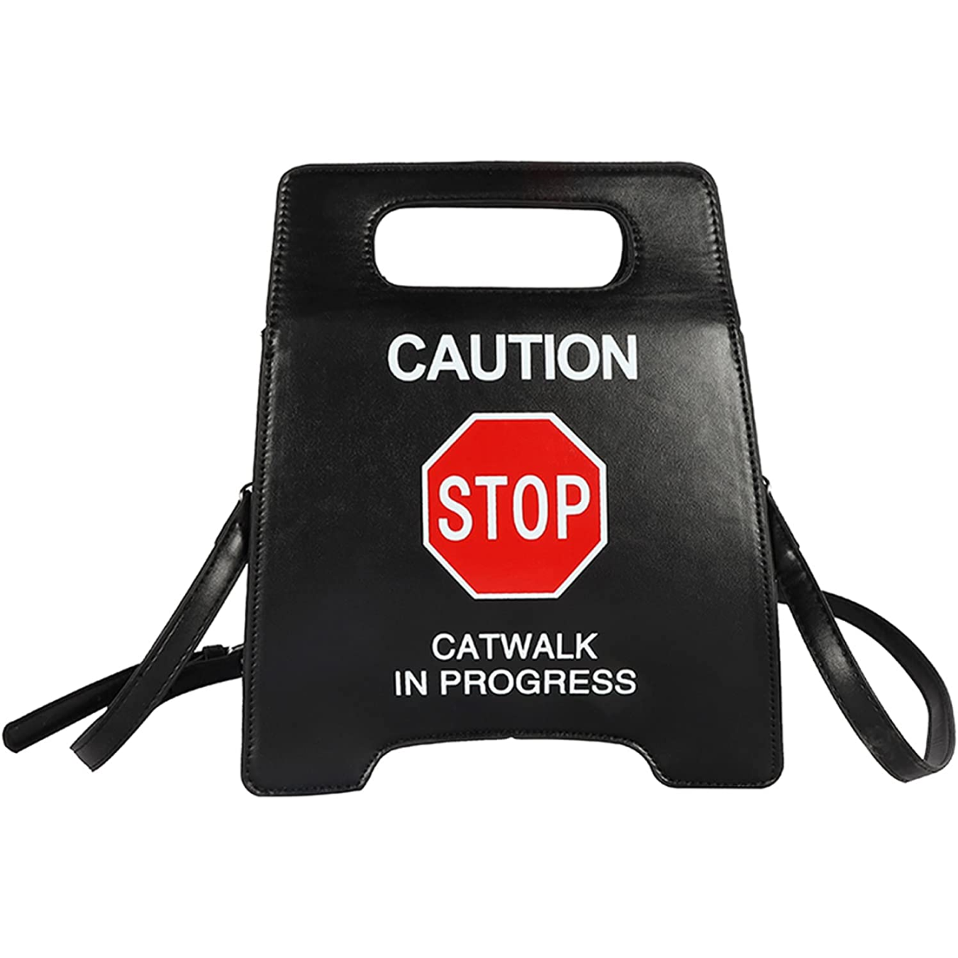 black_handbag_purse_caution_stop_sign_front