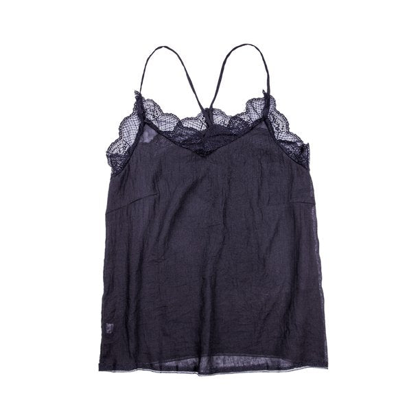 Tank Top - Laced Black Straped V-Neck