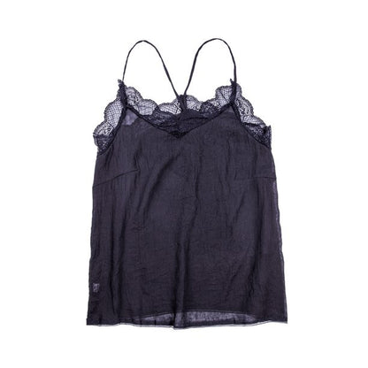 Tank Top - Laced Black Straped V-Neck