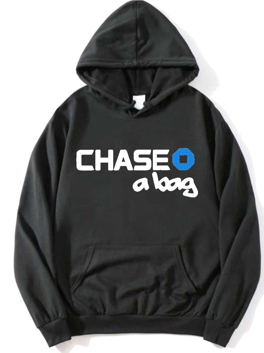 Chase a Bag Print Kangaroo Pocket Hoodie