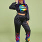 Lip Print Splash Ink Design Pants Set
