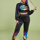 Lip Print Splash Ink Design Pants Set