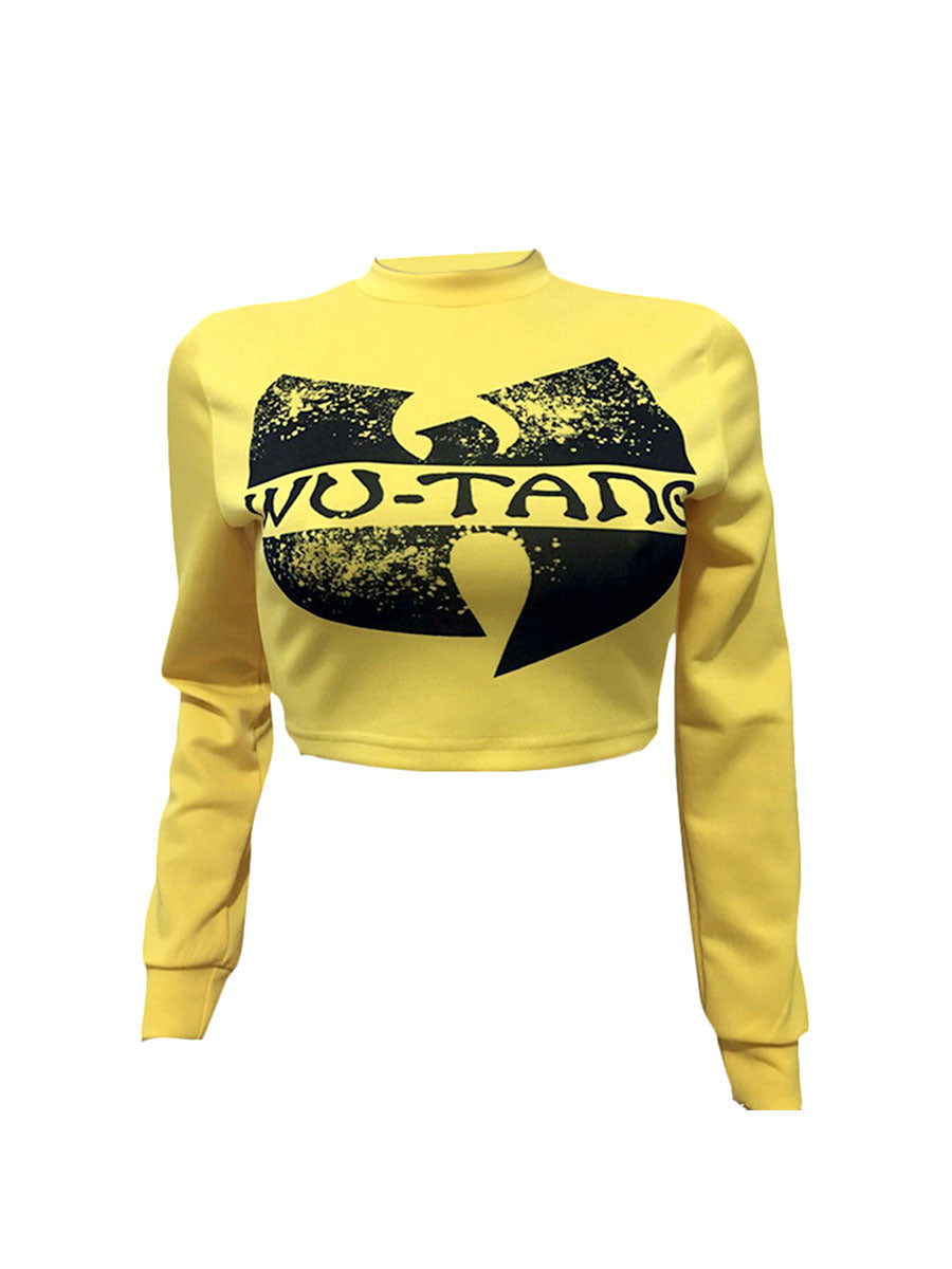 Wutang Print Crop Top Sweater